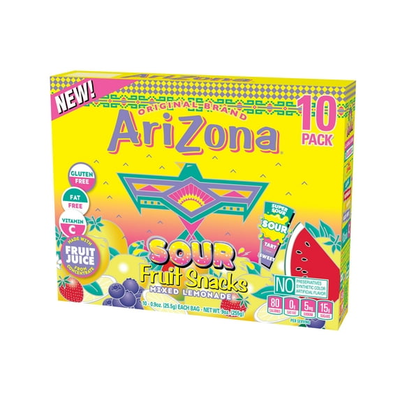 AriZona Lemonade Sours Fruit Snacks, 0.9 oz, 10 count