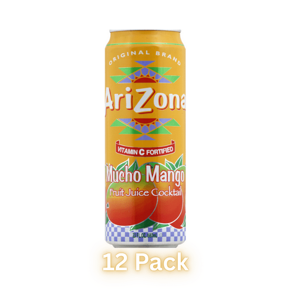 AriZona Mucho Mango Fruit Juice , 23 fl oz Cans, Pack of 12