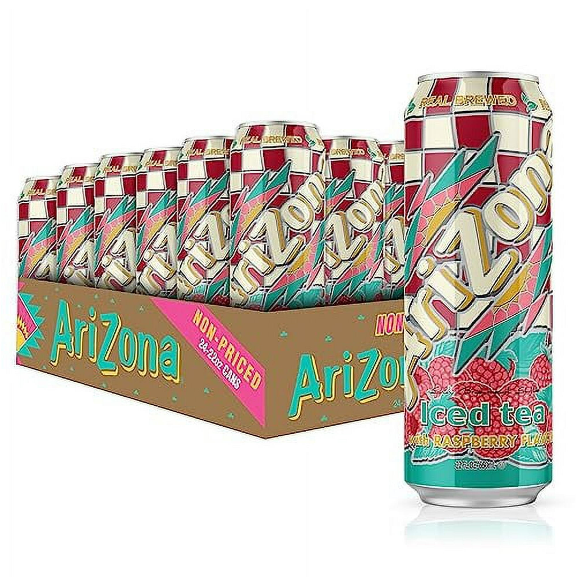 AriZona Iced Sweet Flavored Raspberry Tea, Big 22 Fl Oz Can (Pack of 24 ...