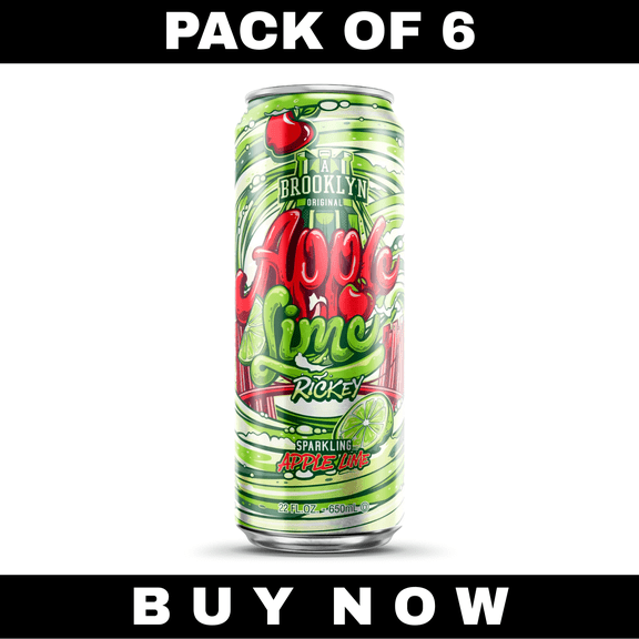 AriZona Sparkling Apple Lime Soda, Original Flavor, 22 oz Cans (Pack of 6)