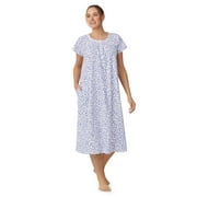 Aria 100% Cotton Cap Sleeve Long 46" Nightgown with pockets, Women's Sizes S-5X
