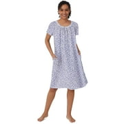 Aria Womens 100% Cotton Raglan Sleeve Smocked Neck 40 Sleepwear Gown, Sizes XS-5X