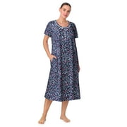 PajamaGram Women’s Sleep Shirt – 100% Cotton Short Nightgown, Relaxed Fit, Knee-Length With Pocket