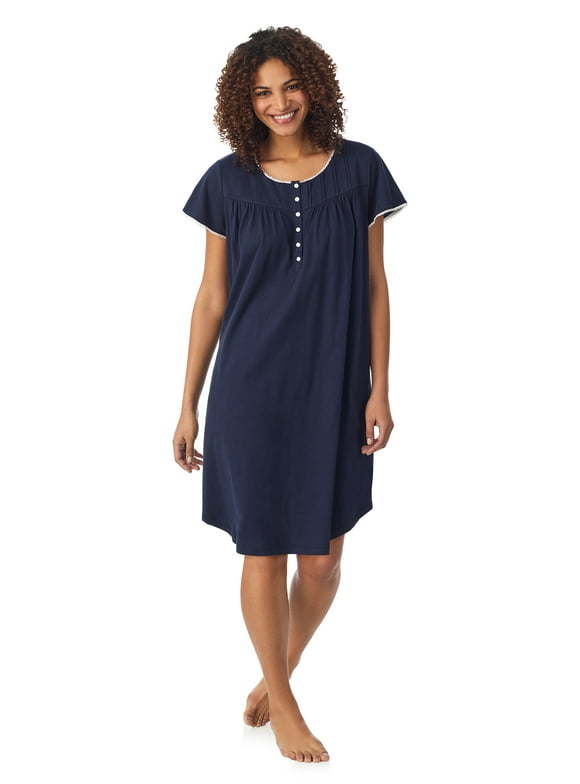 Aria 100% Cotton Short Sleeve Scoop Neck Nightgown with Pockets, Women’s sizes S-5X