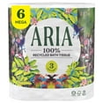 Aria 100 Recycled Toilet AIF4 Paper, 1 Pack of 6 Rolls, 3 Soft Layers