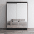 thumbnail image 1 of Aria 2 Door 59" Wide Modern High Gloss Wardrobe Armoire, Black Body with All Mirror Fronts, 1 of 5