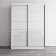 Aria 2 Door 59 Wide Modern High Gloss Wardrobe Armoire, White