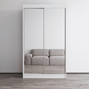 Aria 2 Door Modern 47 Wardrobe Armoire with All Mirror Fronts