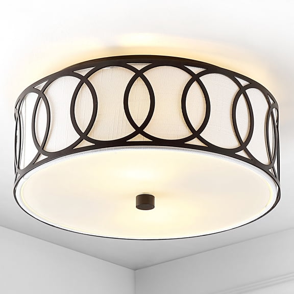 JONATHAN Y Aria 2-Light 12.25" Metal LED Flush Mount, Oil Rubbed Bronze