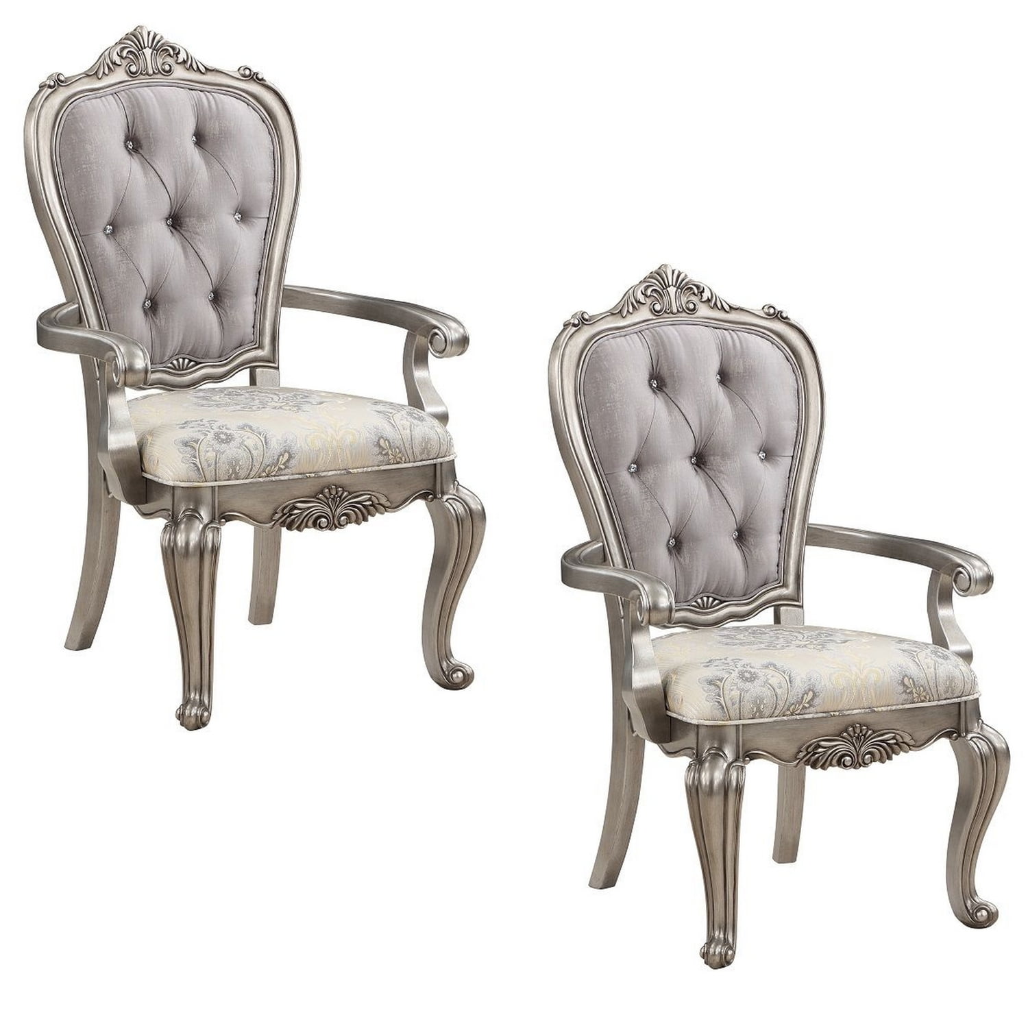 Aria Taupe Velvet and Wood Tufted Dining Armchair