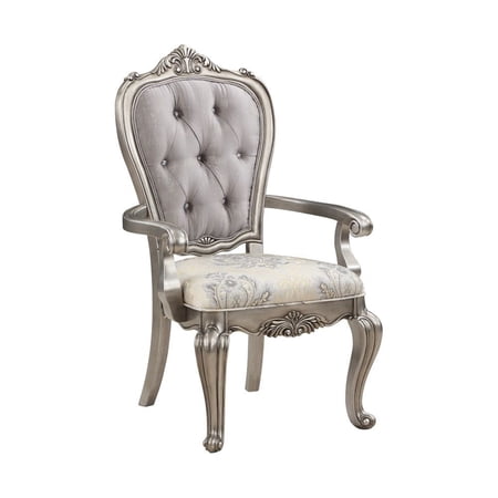 Aria 27 Inch Side Dining Chair Set of 2 Velvet Antique Platinum Tone