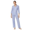 thumbnail image 1 of Aria 3/4 Sleeve 100% Cotton Notch Collar Pajama Set with Pockets, Women's Sizes S- 4X, 1 of 6