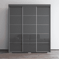 thumbnail image 1 of Aria 3 Door 71" Wide Modern High Gloss Wardrobe Armoire, Gray, 1 of 5