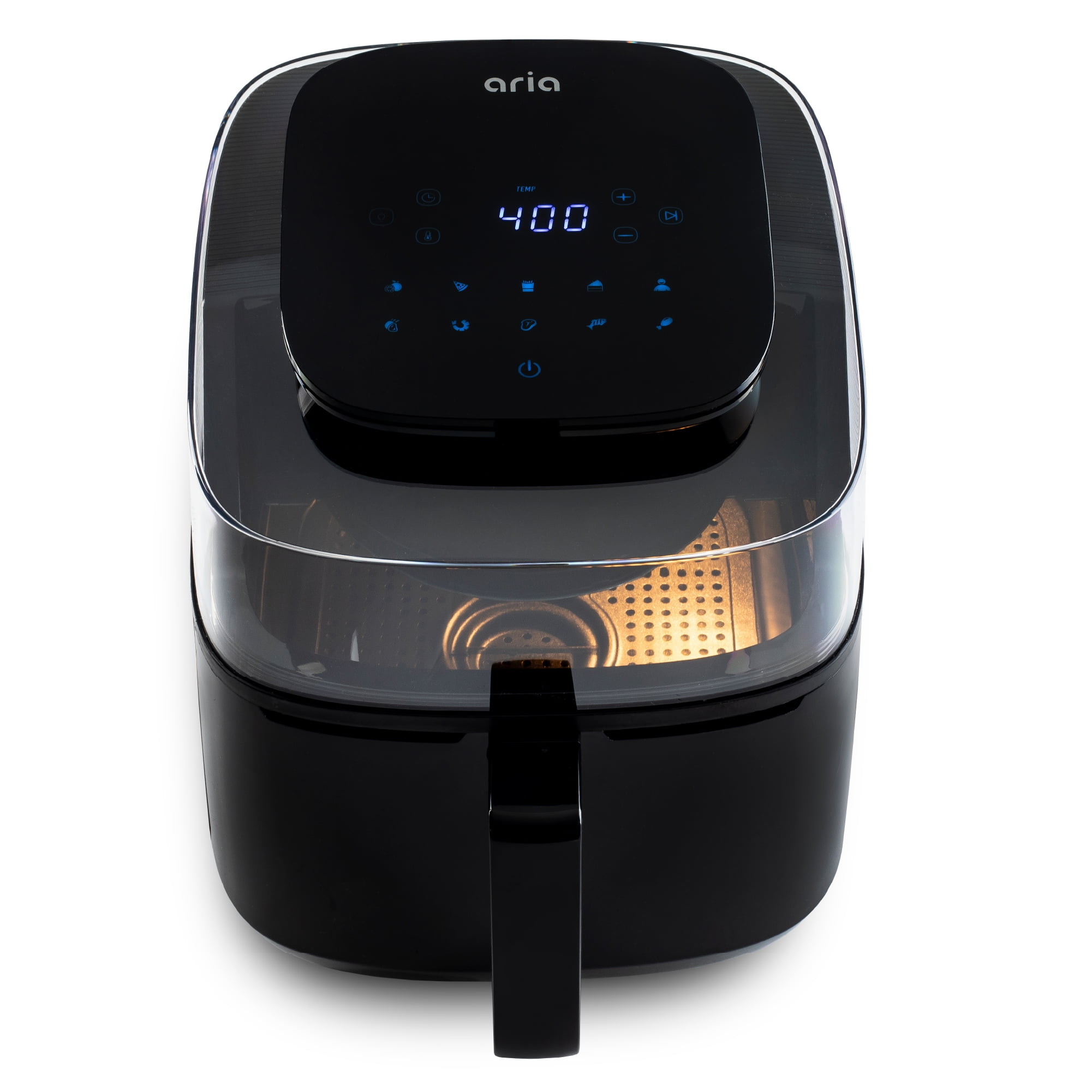Black 6-Quart Electric Panoramic Air Fryer with Touch Screen