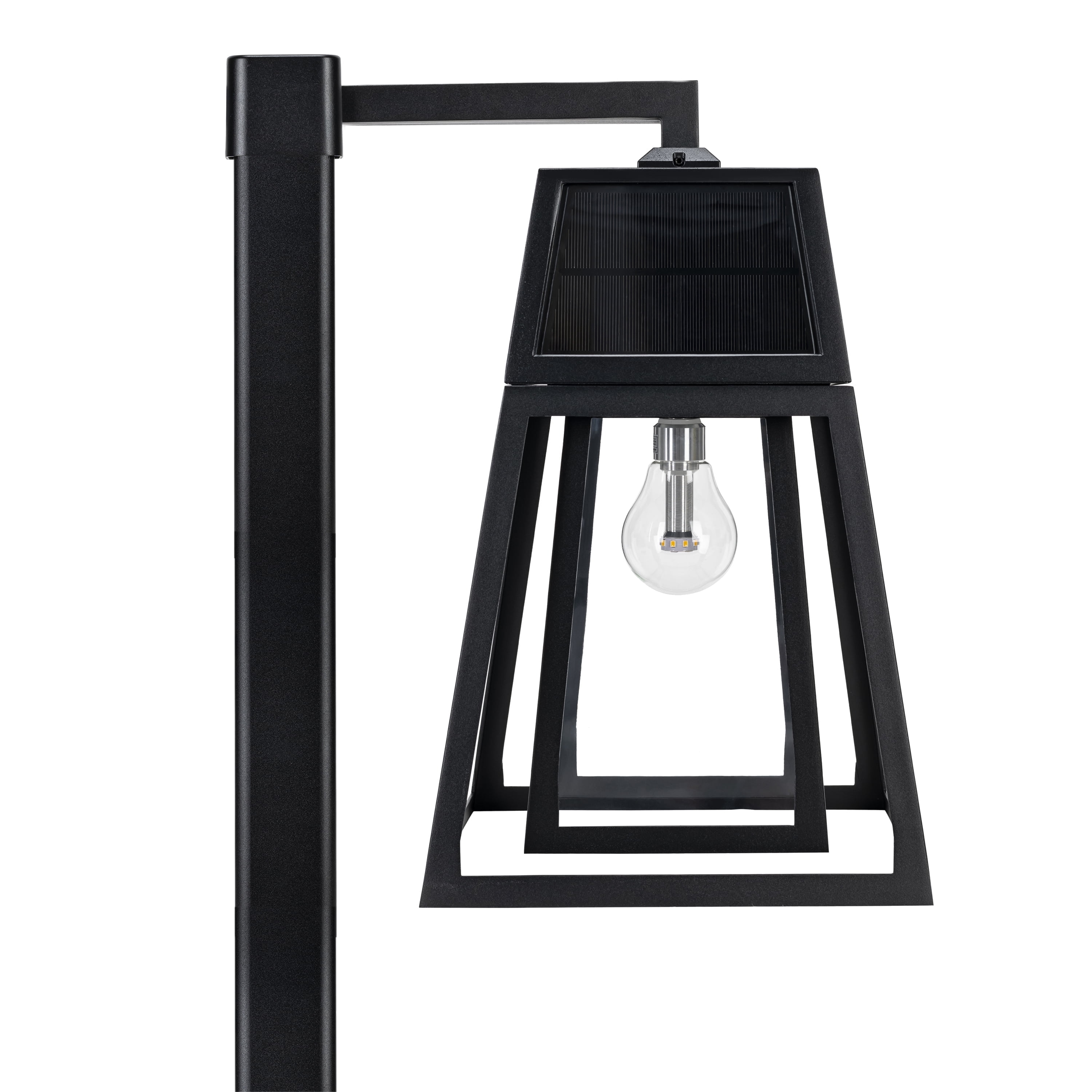 Aria 98 in. 1-Light Black Aluminum Solar Outdoor Commercial Waterproof Post Light Set with LED Light Bulb Included