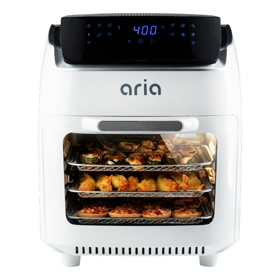 Aria Air Fryers 10Qt Air Fryer Oven with Dehydration, Presets, Accessories, and Cookbook - White