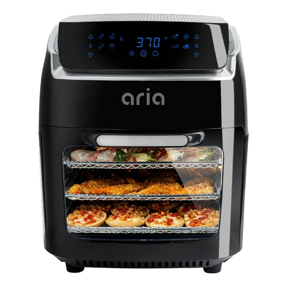 Aria Air Fryers 10qt Air Fryer Oven, Black - Touchscreen, Rotating Rotisserie, Dehydration Mode