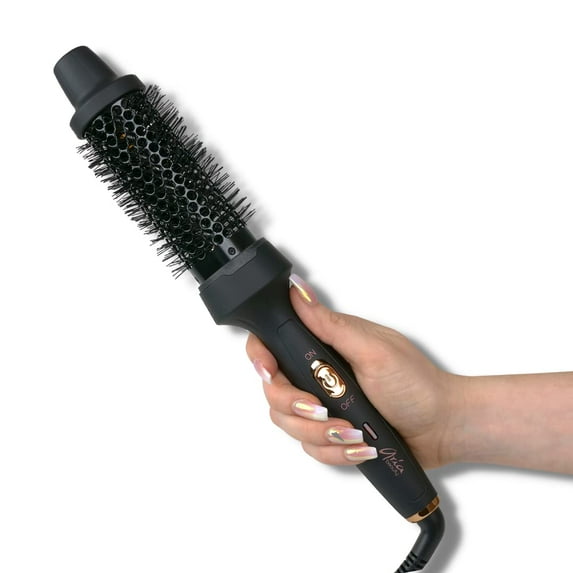 Aria Beauty HairGoals Hot Styling Brush - Hair Dryer and Blow Dryer with Round Brush Adds Volume - Achieves Perfect Blowout Effect - Black - 1 pc C80