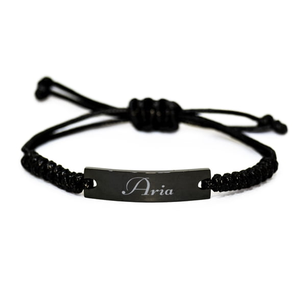 Aria Bracelet Name Personalized Custom Black Rope Bar Bracelet