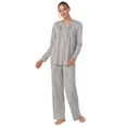thumbnail image 1 of Aria Brushed Jersey Knit Long Sleeve Split Neck Pajama Set with Pockets, Sizes XS-5X, 1 of 5