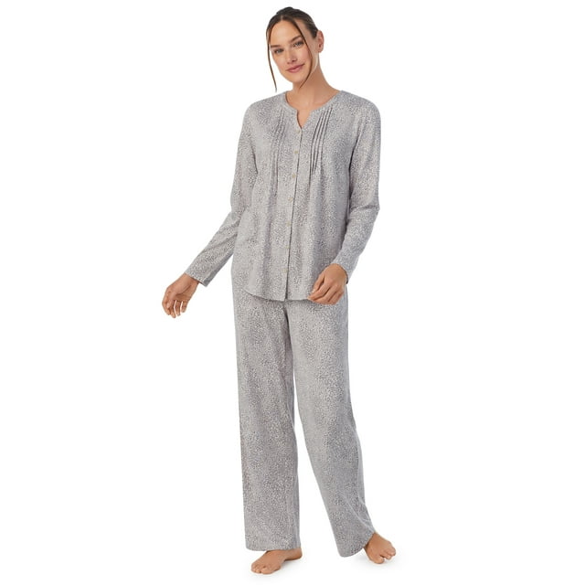 Aria Brushed Sweater Knit Long Sleeve Split Neck Pajama Set with ...