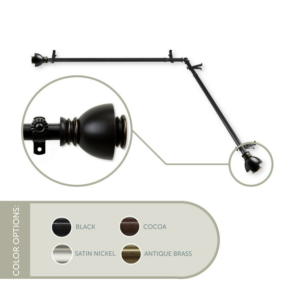 Aria Corner Window Curtain Rod 13/16 inch dia. 48-84" - Black