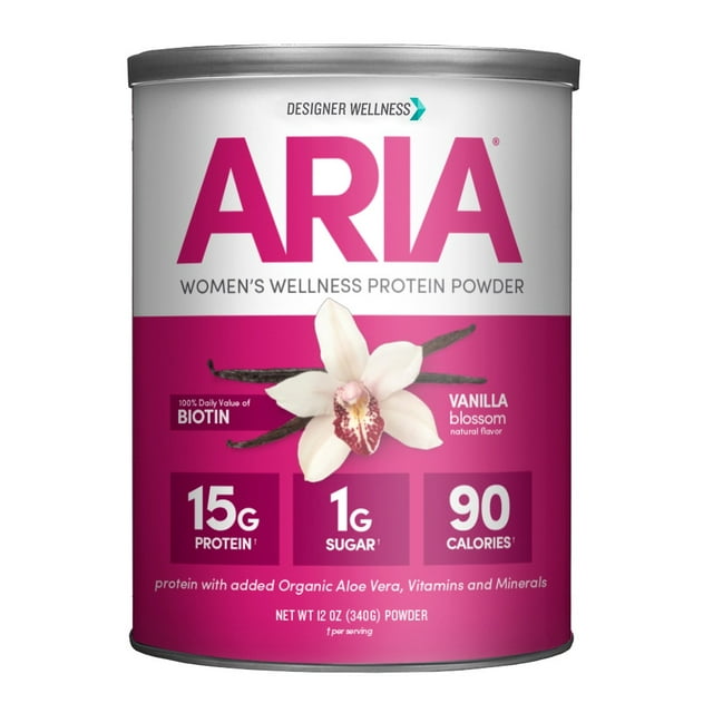 Aria Designer Protein Powder, Vanilla, 15g Protein, 12oz