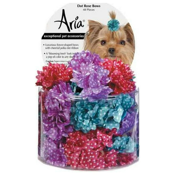 Aria Dot Rose 48 Piece Bows For Dogs