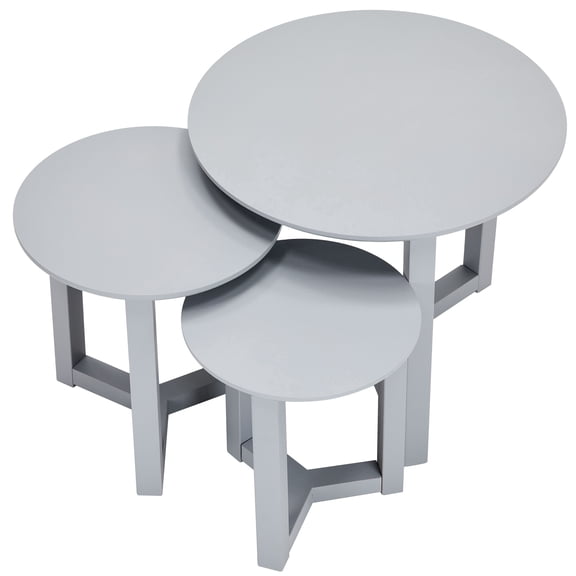 Aria Home Avanti 3 Piece Nesting Tables Wood Space Saving Coffee Side Tables 20", Gray