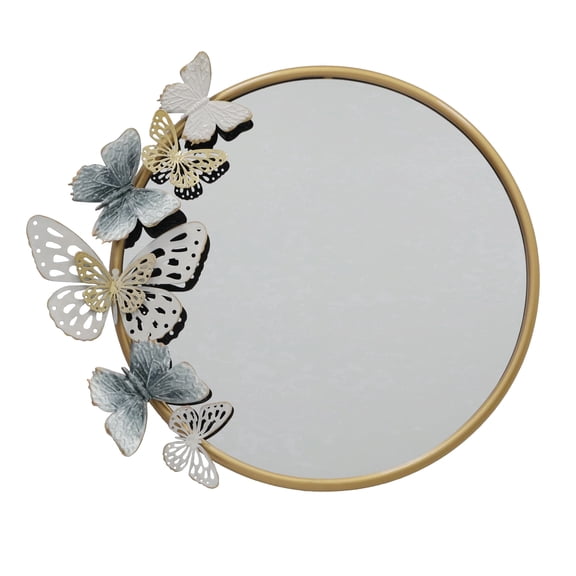 aria home gold 28" metal butterfly round wall mirror for living room bedroom entryway