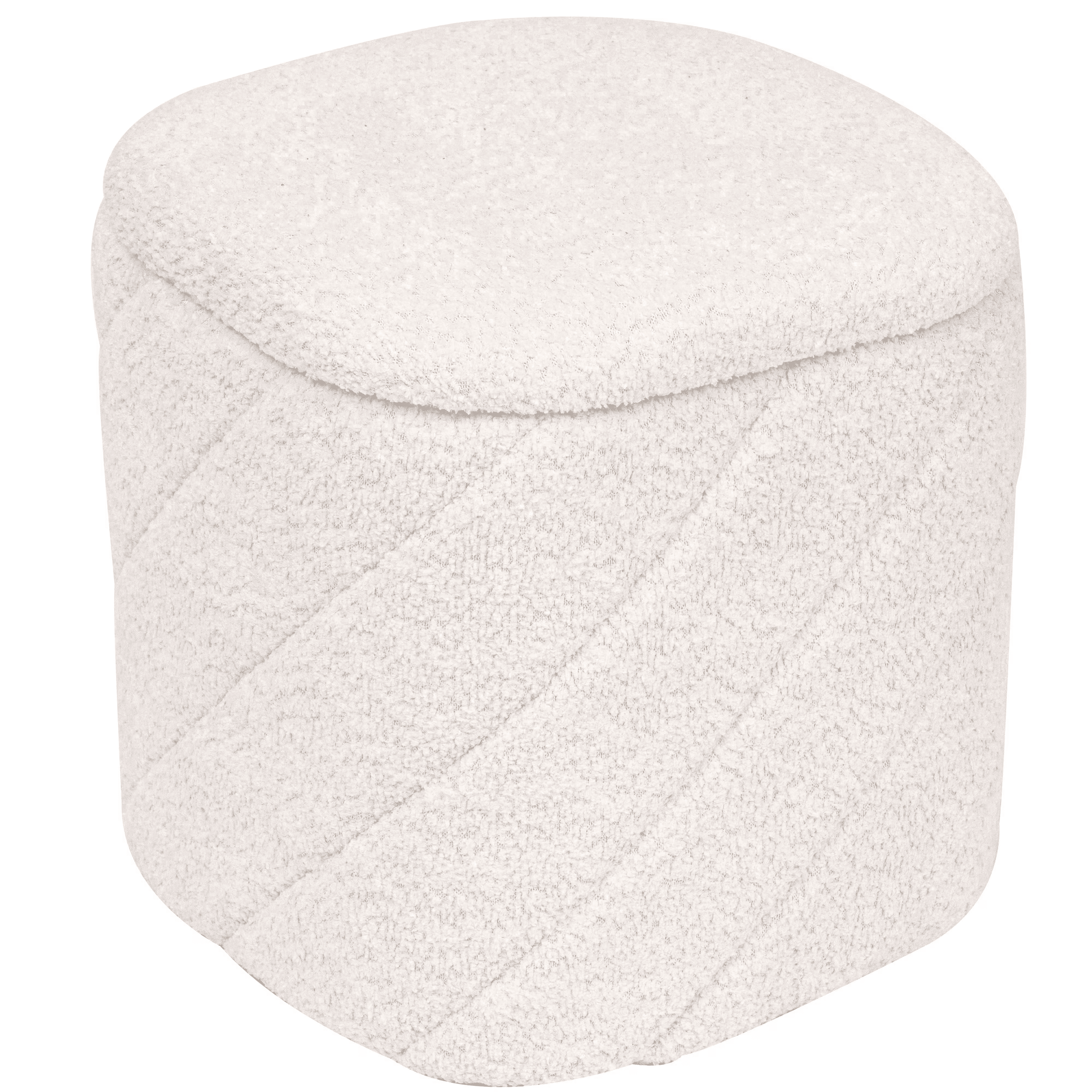 Aria Home Diagonal Tufted Cube Ottoman with Storage, Upholstered Footrest 15" Stool, Ivory