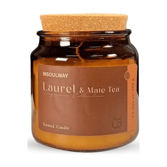Aria Home Laurel Mate Tea Candle  Brown Scented Jar Candle, Home Decor, Holiday Gift, 14oz