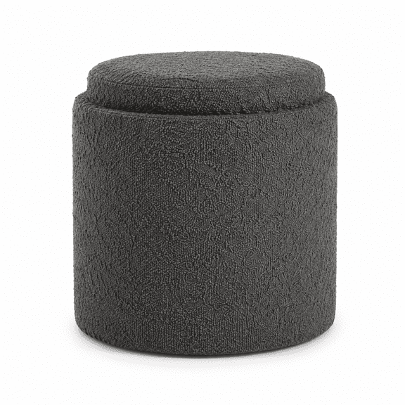 Aria Home Esme Boucle Storage Ottoman with Reversible Tray Top and Hidden Storage Gray Top