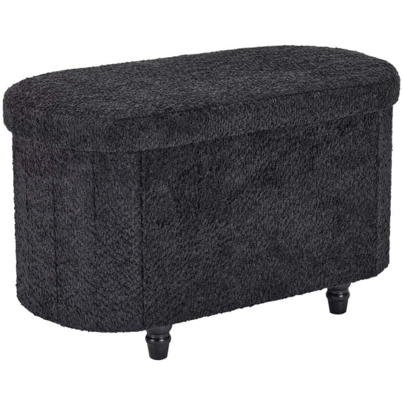 Aria Home Boucle Storage Ottoman Bench 18", Tufted Footrest for Living Room, Black