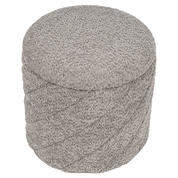Aria Home Round Ottoman with Storage, Cozy Upholstery Tufted Footrest No Legs Stool, 15" Gray