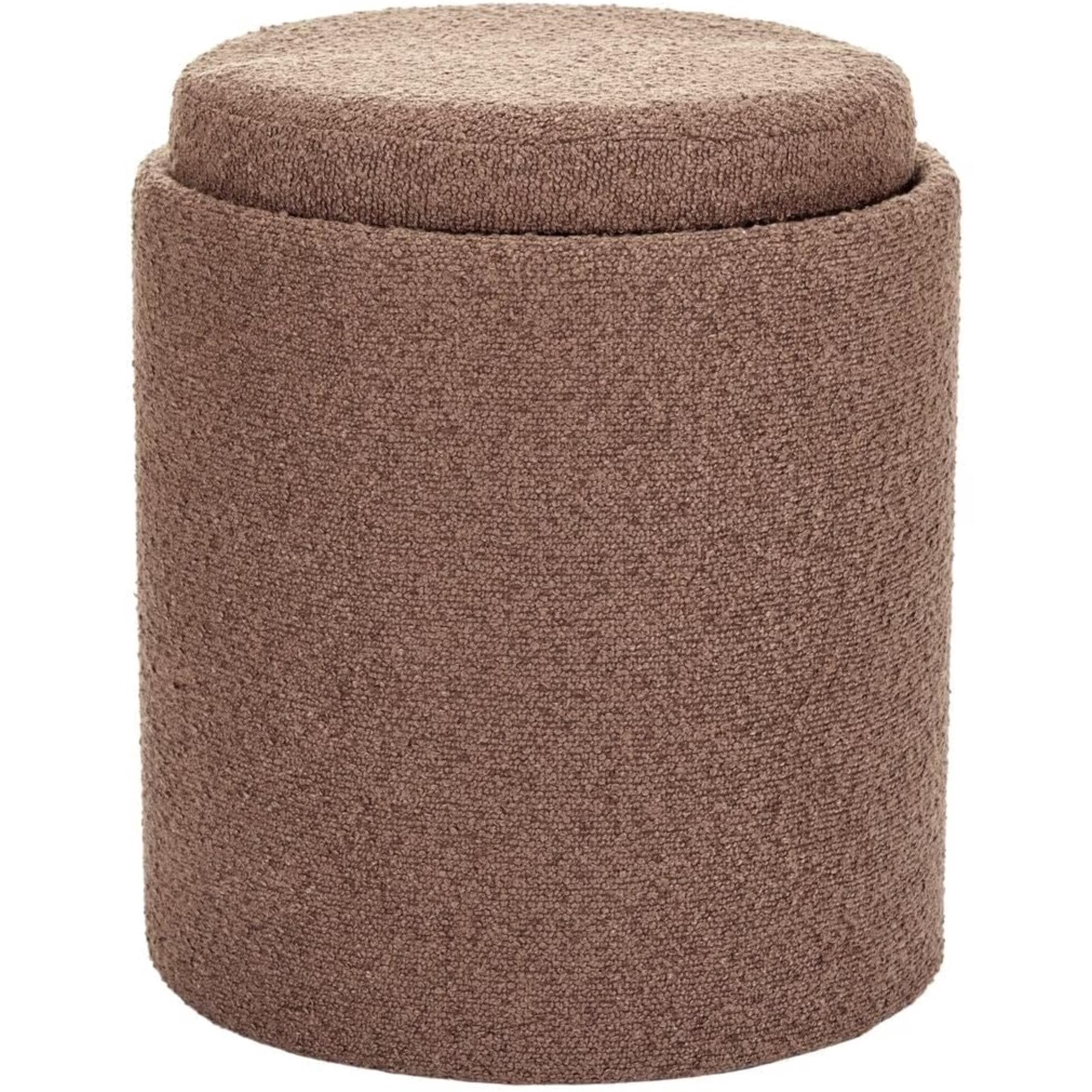 Aria Home Plush Boucle Tray Top Storage Ottoman, Modern Accent Seating & Organizer, Brown