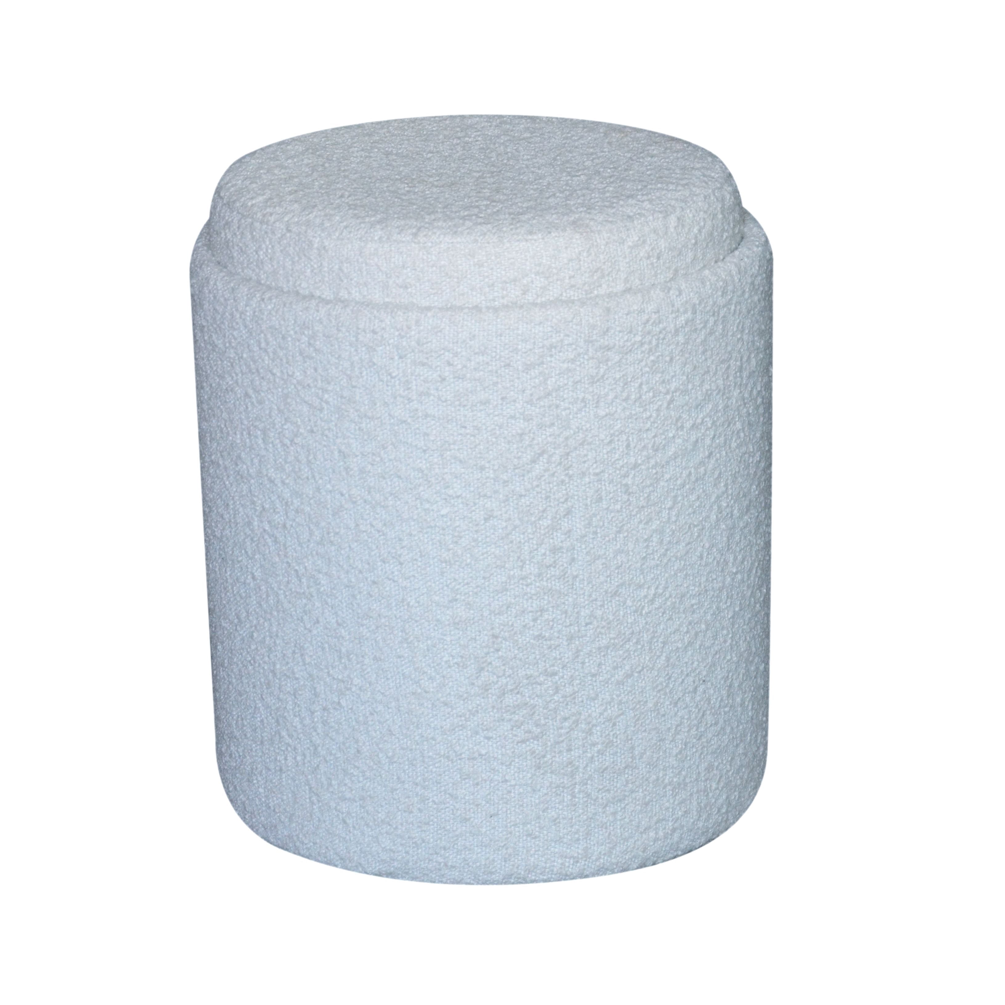 Aria Home Tray Top Storage Ottoman, Plush Boucle Fabric, Stylish Living Room Seating, Ivory