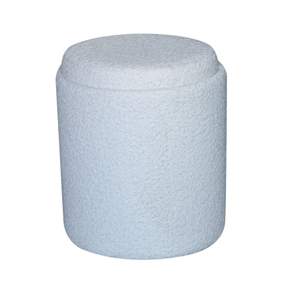 Aria Home Tray Top Storage Ottoman, Plush Boucle Fabric, Stylish Living Room Seating, Ivory