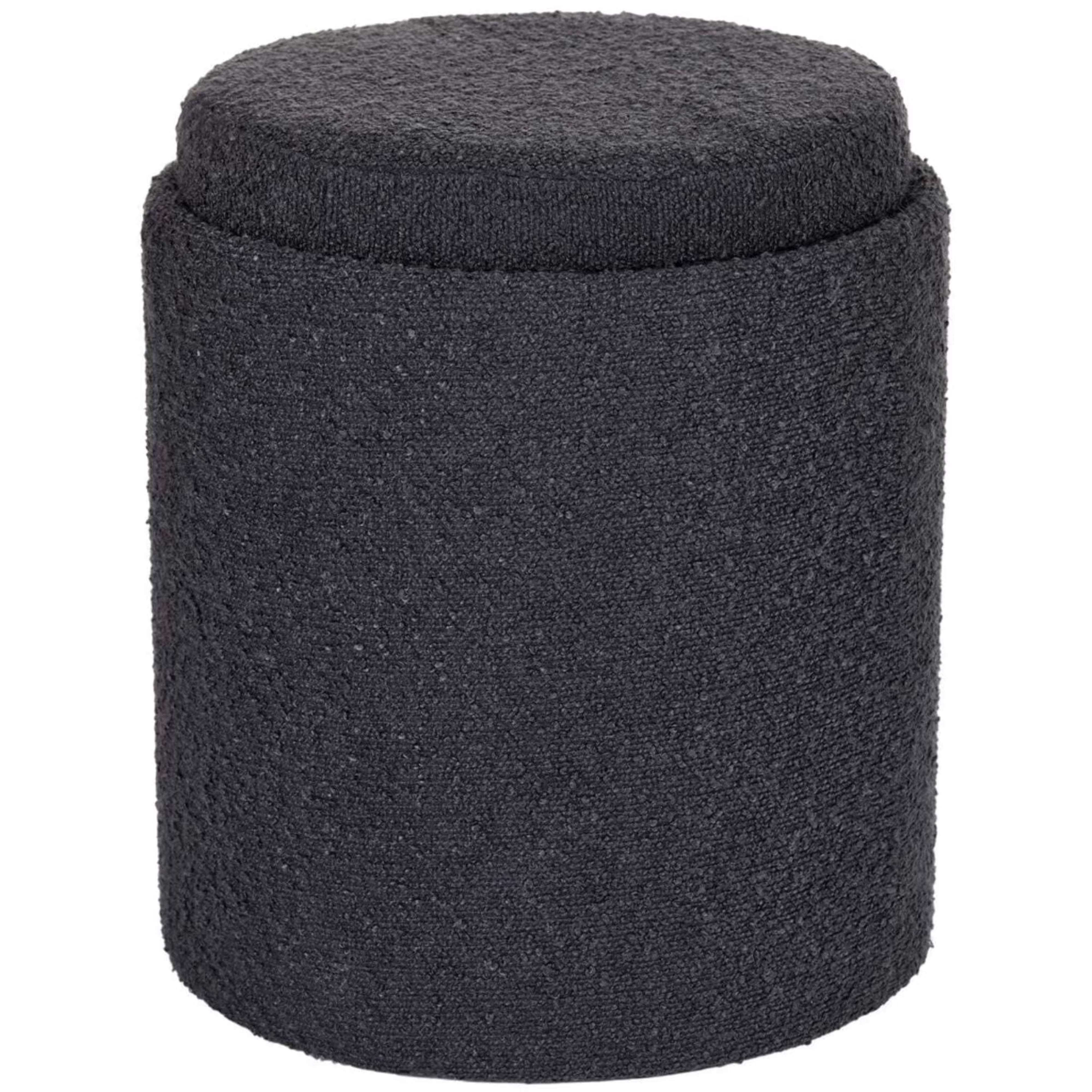 Aria Home Boucle Storage Ottoman Tufted Seating Accent 17" Round, Black