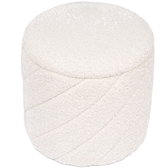 Aria Home Tufted Round Ottoman with Storage, Fully Fabric Footrest No Legs Stool, 15" Ivory
