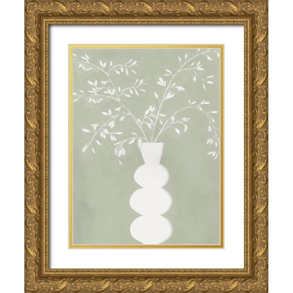Aria K 25x32 Gold Ornate Wood Framed with Double Matting Museum Art Print Titled - Sage Vase I