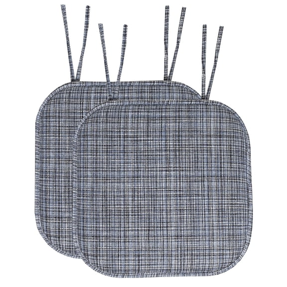 Aria Memory Foam Non-Slip 16" x 16" Chair Cushion Pad with Ties 2 Pack - Blue/Black
