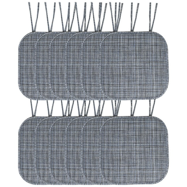 Aria Memory Foam Non-Slip Chair Cushion Pad with Ties 12 Pack - Blue Black