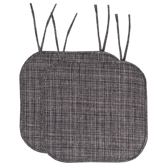 Aria Memory Foam Non-Slip Chair Cushion Pad with Ties 2 Pack - Gray Black