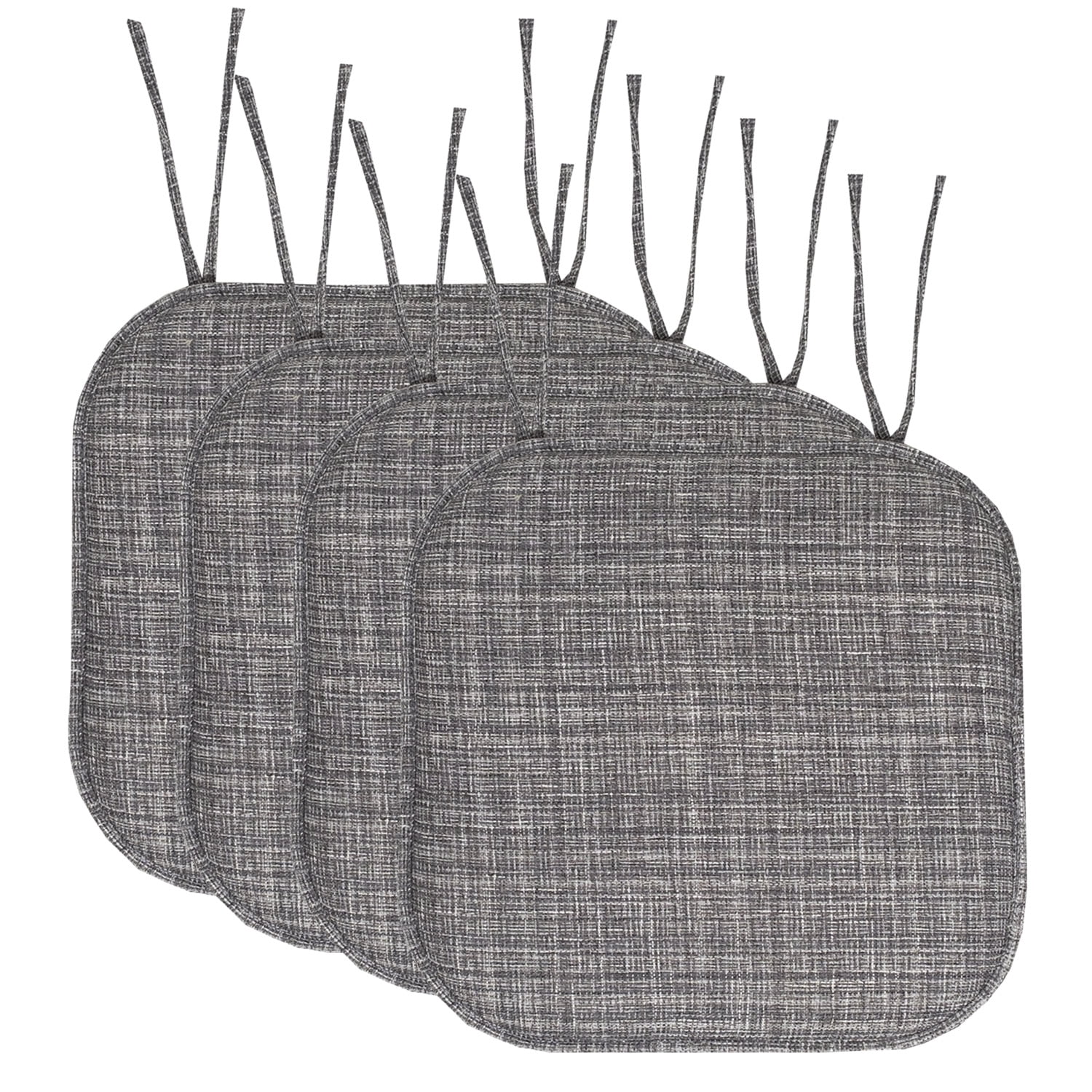 Aria Memory Foam Non-Slip Chair Cushion Pad with Ties 4 Pack - Multi Gray