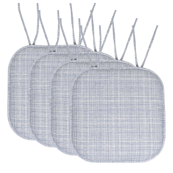 Aria Memory Foam Non-Slip Chair Cushion Pad with Ties 4 Pack - Silver Blue