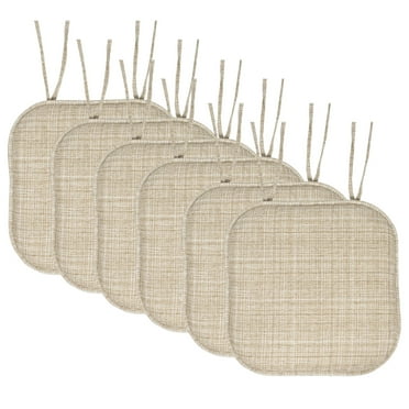 Aria Memory Foam Non-Slip Chair Cushion Pad with Ties 6 Pack - Multi Beige