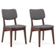 Aria Mid-Century Modern Fabric Dining Room&Kitchen Chair in Gray Set of 2