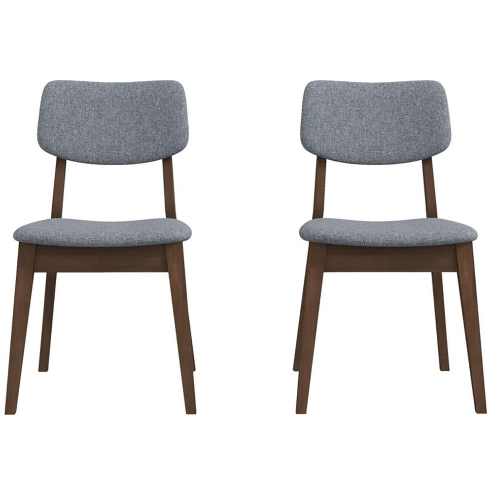 Gray Upholstered Microfiber Dining Chairs with Walnut Rubberwood Frame (Set of 2)