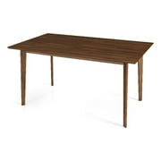 Aria Mid Century Modern Style Solid Wood Walnut Rectangular 59" Dining Table